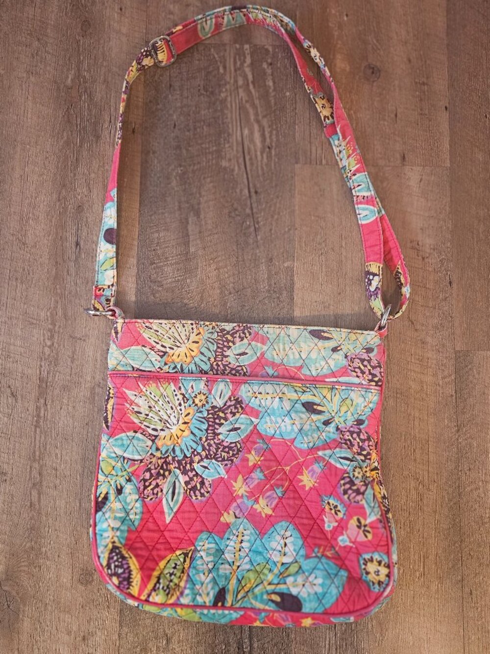 Vera Bradley Crossbody Bag Bright Floral Quilted Shoulder Bag Pink Multicolor